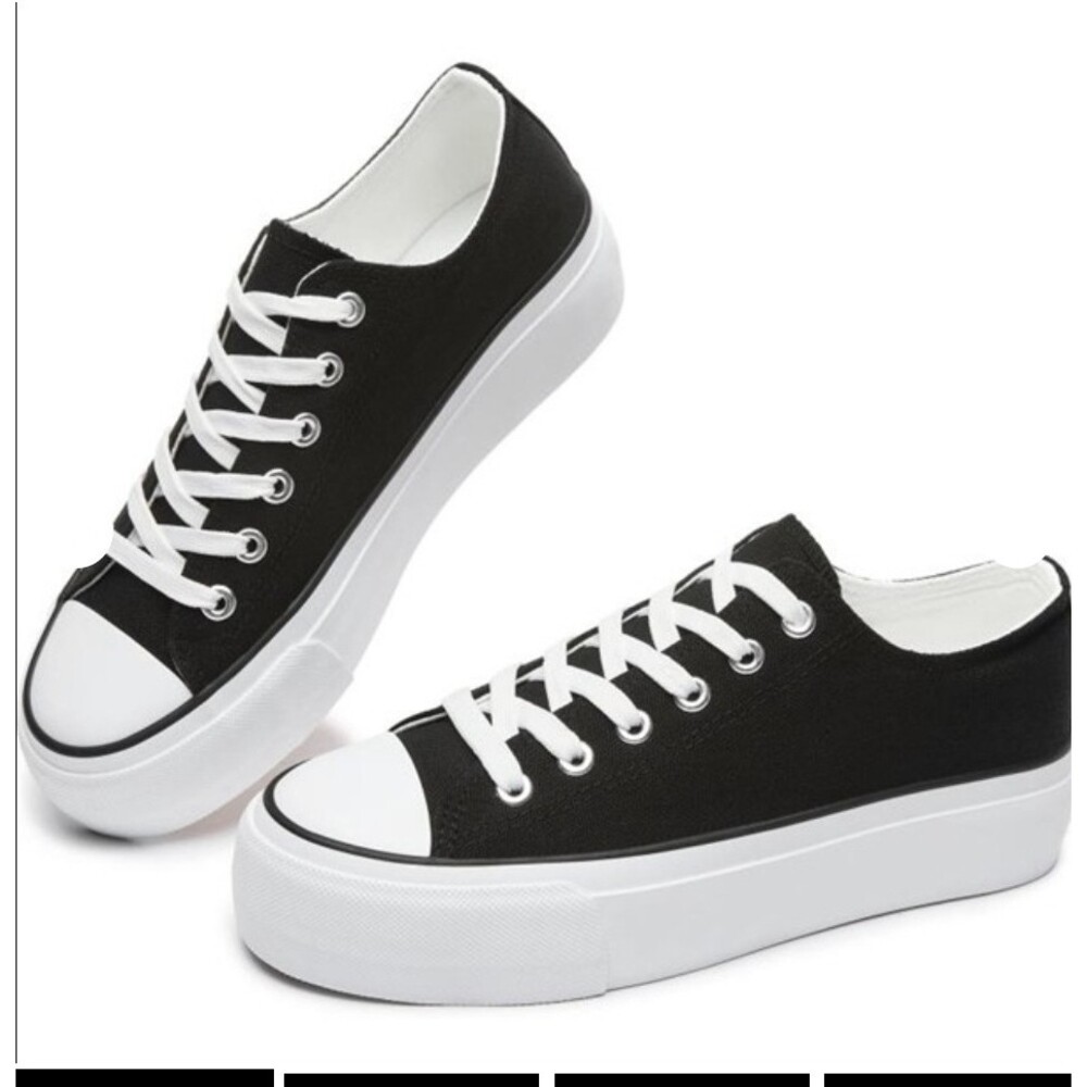 Women platform canvas shoes height increasing chunky sneakers thick sole Classic
